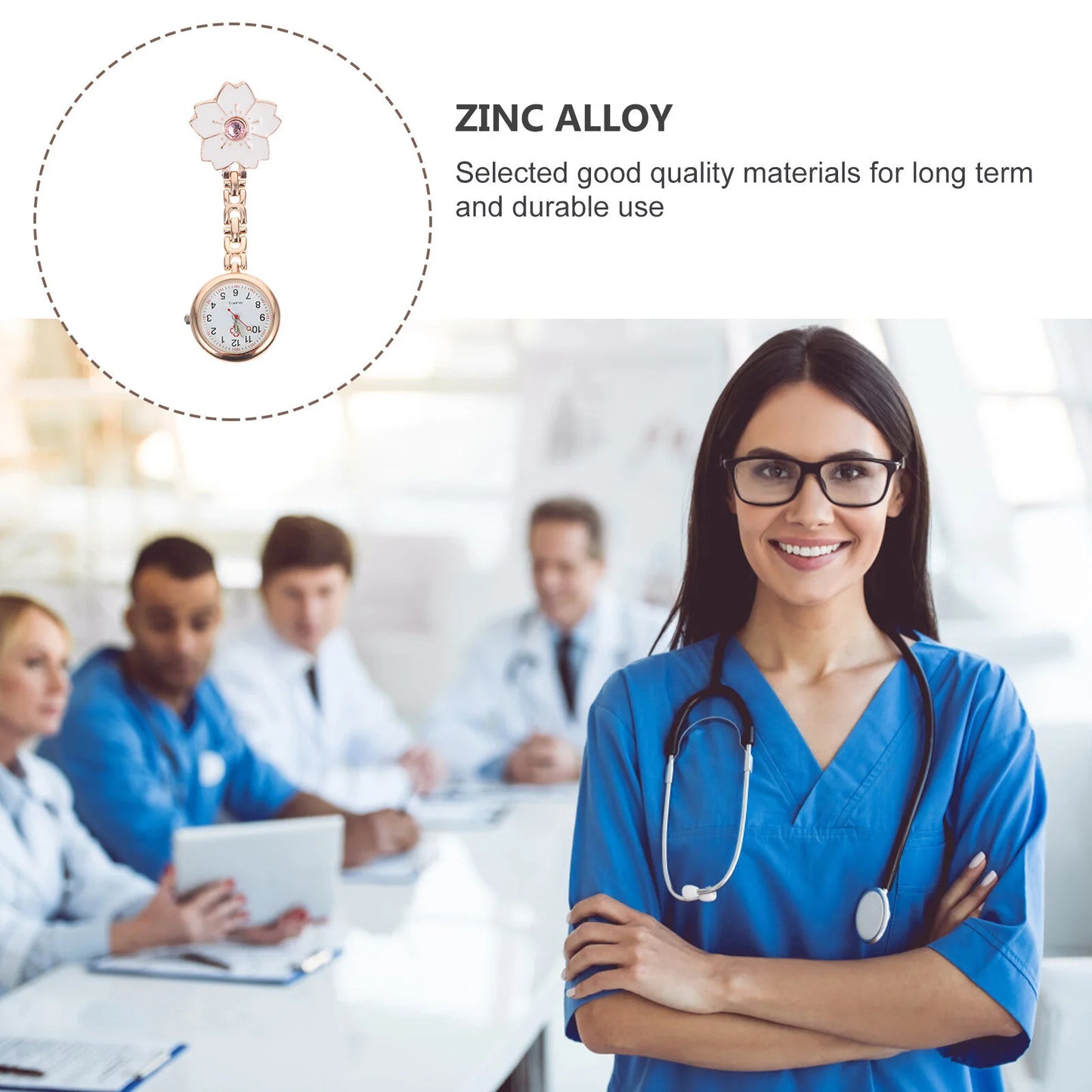 No-EN-Name-Null Adults Metal Alloy Round Shaped Digital Quartz White Face Black Numbers Butterfly-Flower Floral Styles Hanging Locked Pin-On Lapel Nurses Fob Pocket Watches