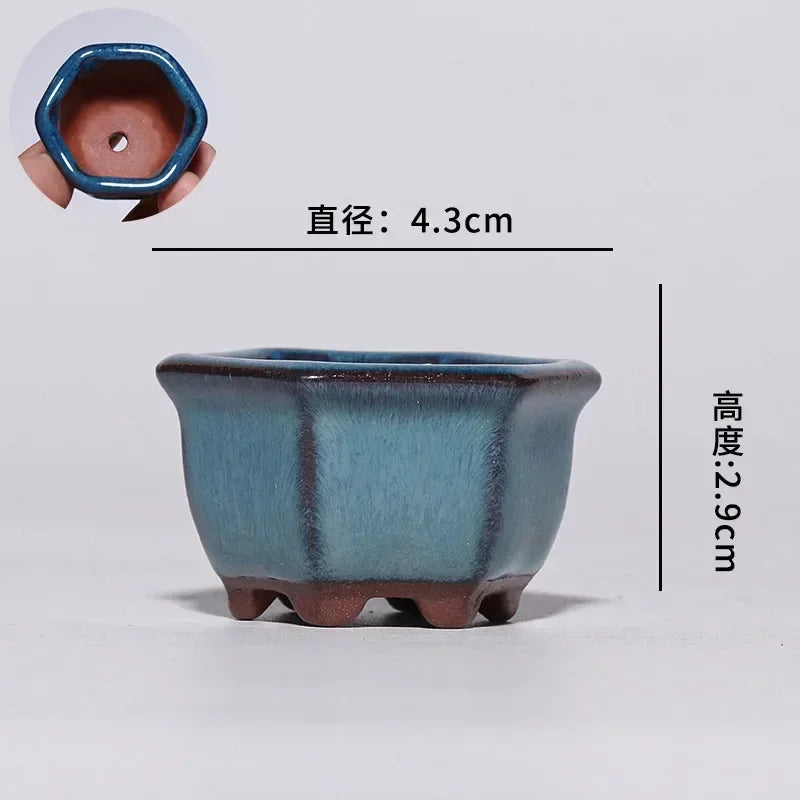 No-EN-Name-Null Indoor Mini Handmade Glazed Blue-Brown-Purple Ceramic-Purple Clay Succulent Multi-Shaped Thumb Flower Pots