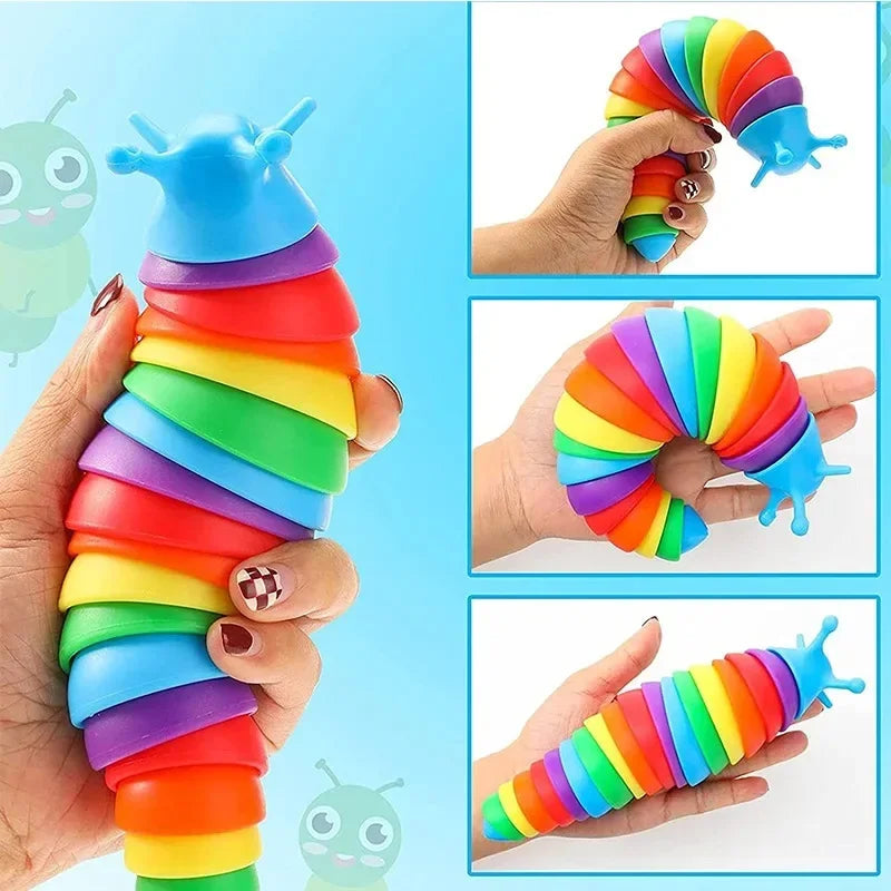 No-EN-Name-Null Kids-Adults Plastic 3D Colorful Rainbow Color Twistable Squishy Snail Slug Stress-Reliever Fun Sensory Decompression Activity Toys/Ages: 3-12 Years Old-Adults