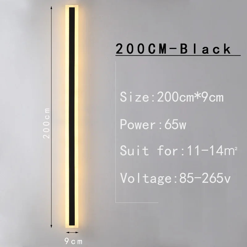 MING-JIE-LUO Indoor-Outdoor Waterproof Long Vertical Rectangle Silver Polished Chrome Aluminum Metal Body AC-Powered Acrylic Warm-Cool White LED Light Courtyard Wall Light Fixtures /Colors-Silver/Black/White