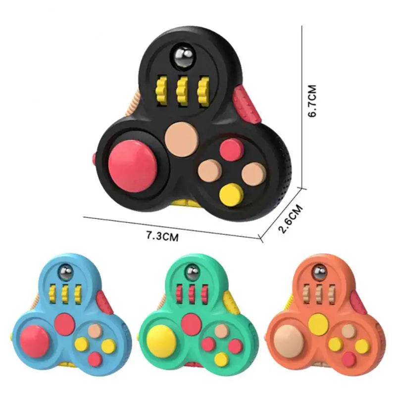AHGREAT MAKE ALL GREAT Handheld Multicolor Plastic Triangle 10-In-1 Functions Fidget Pad Game Activity Toys /Ages: 18 Years Old + Older/Colors-Black/Blue/Orange/Green/Multicolor