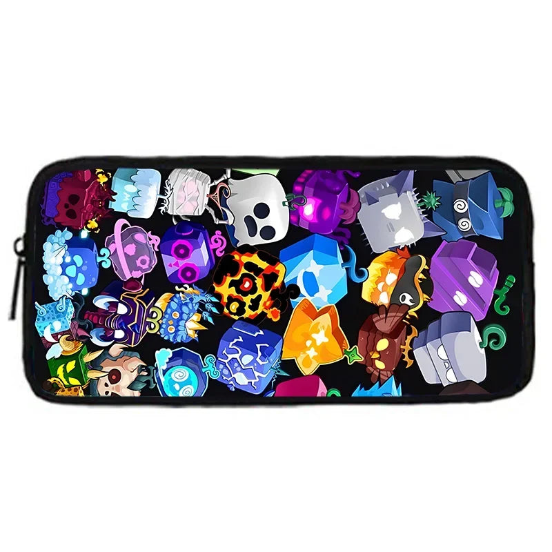 TOPTOY Kids Large Waterproof Multicolor Nylon Fabric Cartoon Smiling Fruit Critters Double Zippers Polyester Lining Shoulder Straps-Handle School Backpacks Sets/Pencil Bags/External Pockets/Colors-Multicolor/Black/Purple