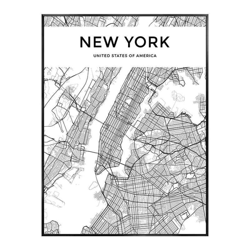 Unframed Canvas New York City-Brooklyn Bridge-Paris Tower/ Colors-Black/ White