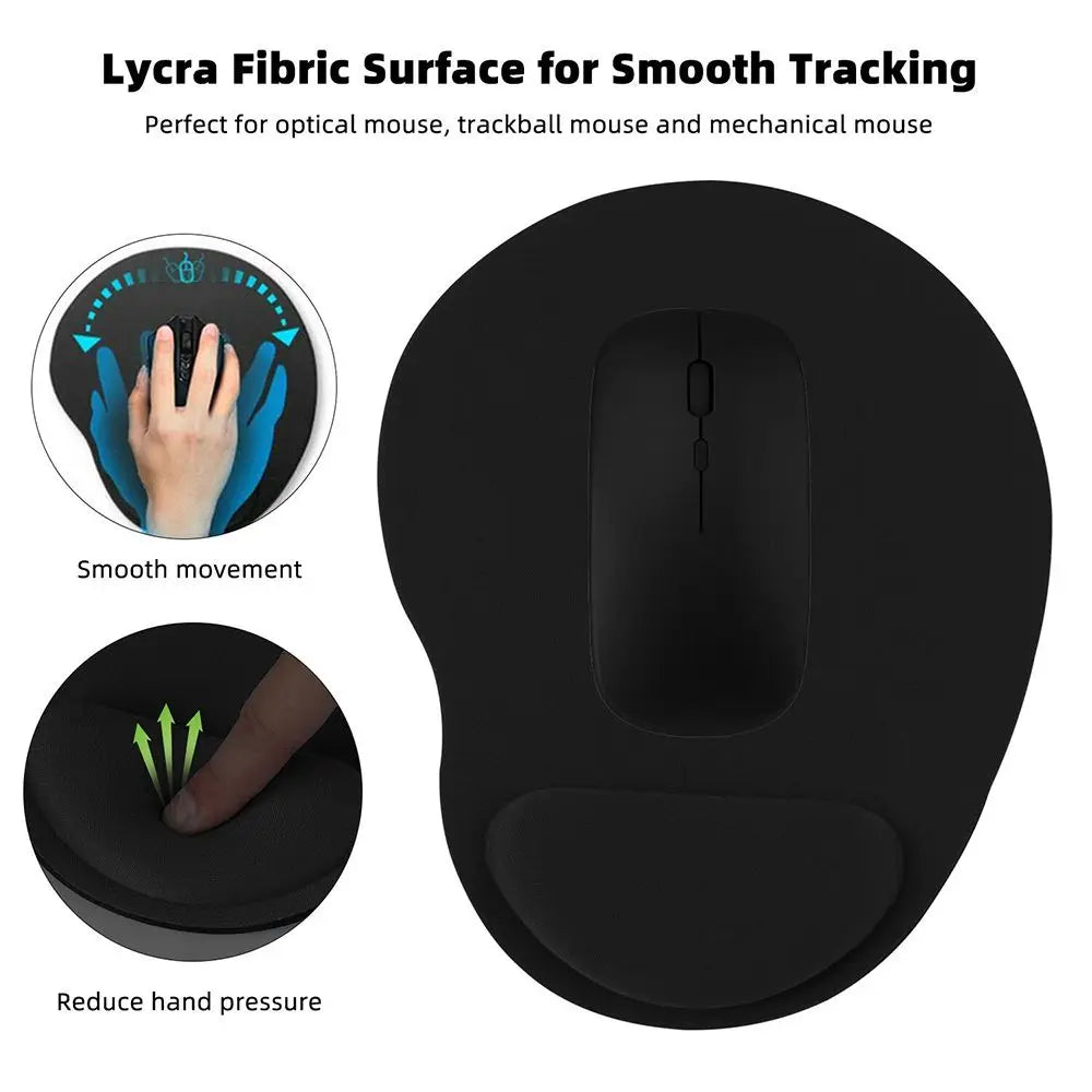 DITIPOO Solid Multicolor Rectangle-Oblong Oval Shaped Smooth Lycra Fabric Top-EVA Memory Foam-PU Design Ergonomic Wrist Rest Support Rubber Base Mouse Pads/Colors-Blue/Black/Red/Purple/Gray/Multicolor