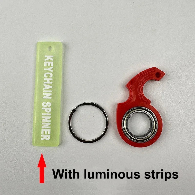 GSF Kids-Adults Multicolor Plastic Round Metal Ring Keychain Spinner Toys/ Ages : 6-18+Years Old/Colors-Black/Blue /Red/Green