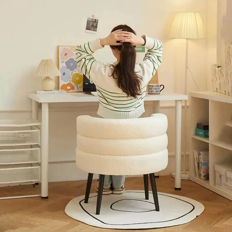 No-EN-Name-Null Modern Scandinavian Soft Plush Upholstered Padded White Velvet Lamb Fleece Fabric Sponge Seat Cushions Armchairs/Colors-White/Beige/Gray