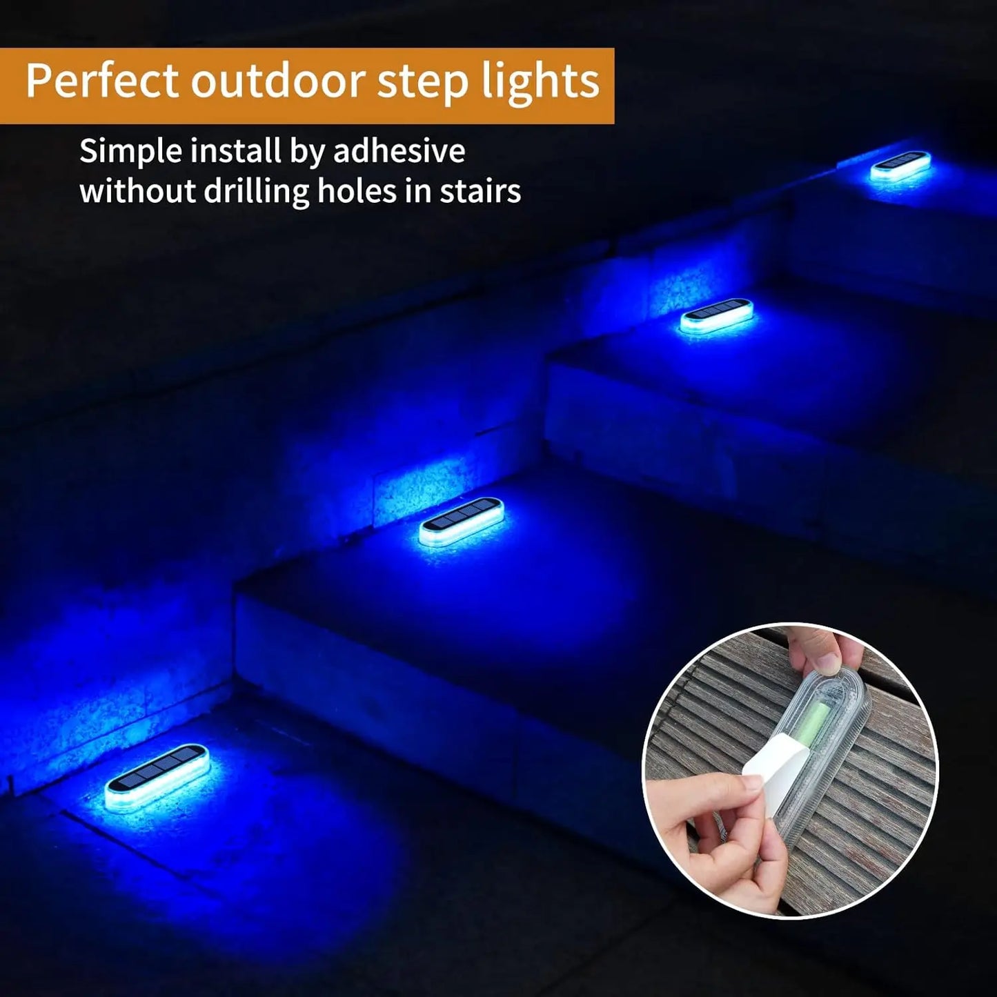Outdoor Waterproof Clear Daylight-Warm-Cool White-Blue LED Long Curved Corner Rectangle Shaped Lights Automatic On-Off Mode Anti-Rust-Corrosion Anti-Pressure Five Tons Solar-Powered Mounted Deck-Stair Lights/Colors-Black/Clear/Blue/White