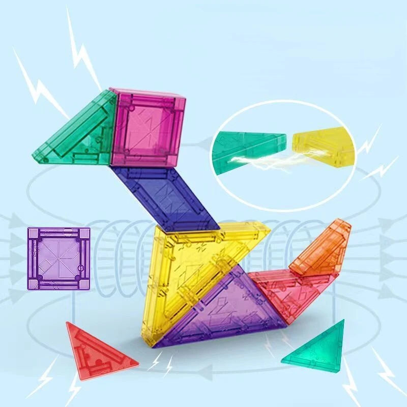 OLOEY Kids Medium-Hard Flat Plastic Geometric Multicolor Square Magnetic 3D Dissection Tangram Jigsaw Educational Mechanical Puzzle Tabletop Toys/Ages 12 Years Old + Older/Colors-Multicolor/Geometric