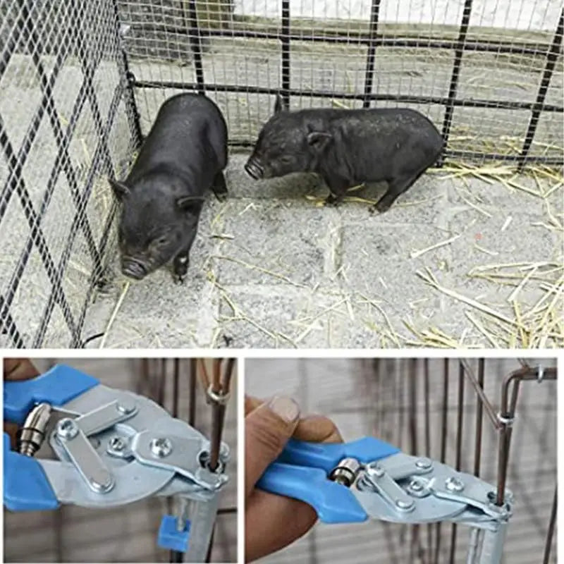 ISFRIDAY DIY Woodworking Blue Plastic Covered Handles Gray-Silver Metal Hog Ring Wire Cage Clamp Pliers /600 Nails Included