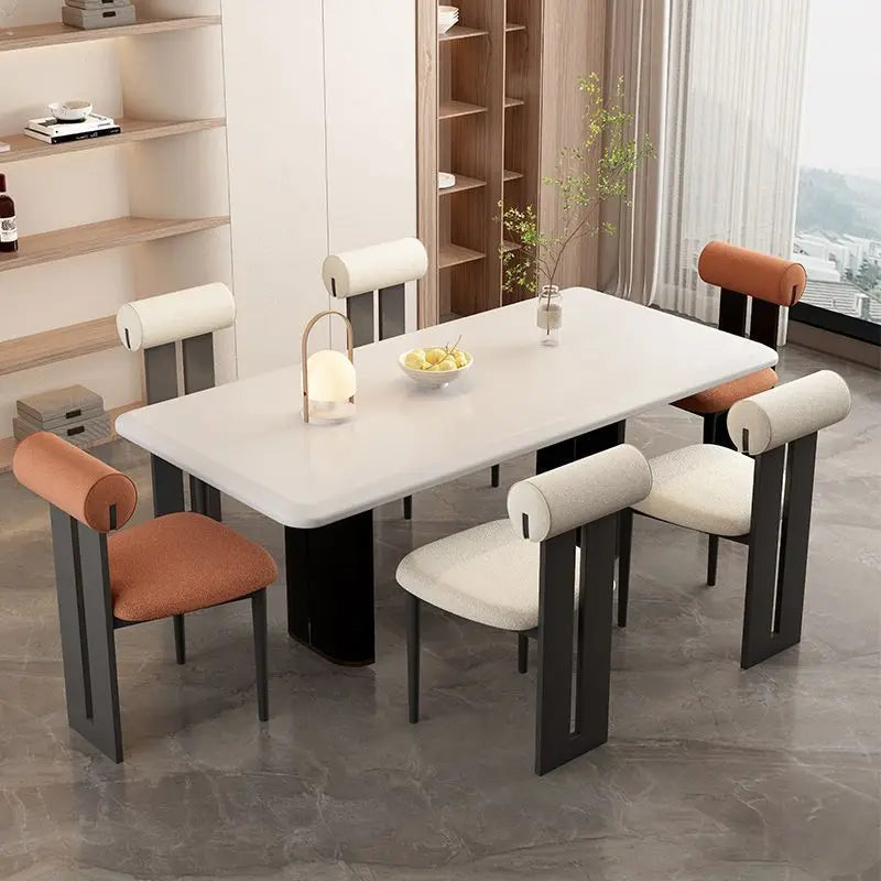 Nordic Modern Solid Wood Hard Backrest Dining Skin-Feeling Flannel Cushion Chairs/Colors-Black/Orange/Brown/Green/Beige