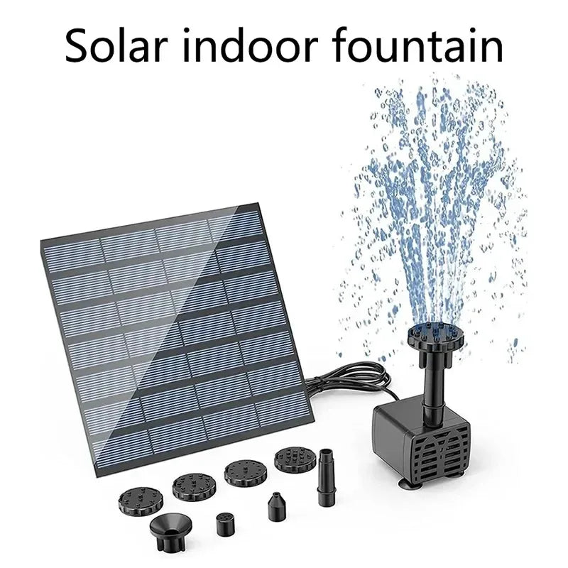 No-EN-Name-Null Outdoor-Indoor Garden Floating Solar-Powered Plastic Round Circle Black-Multicolor Body Waterfall Spray Fountains