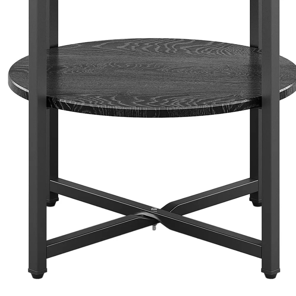 JAZZ POSE Modern 2 Tier Small White-Black Round Shaped Iron Metal Base Coffee Tables/Colors-White/Black