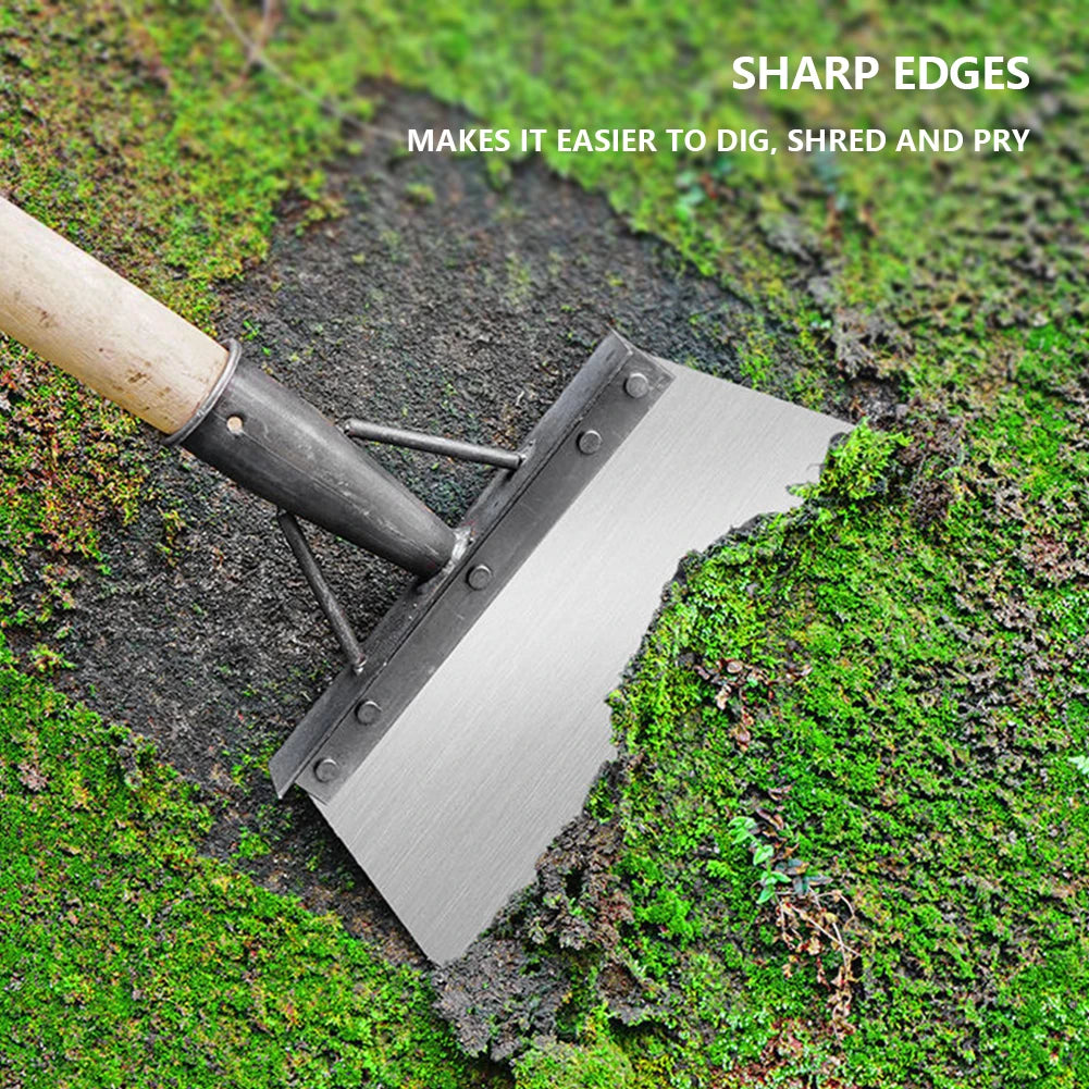 SHUNMAII Outdoor Solid Wood Handle Silver Manganese Steel Blades Rust Resistant Garden Sharp Flat Edge Cleaning Shovels