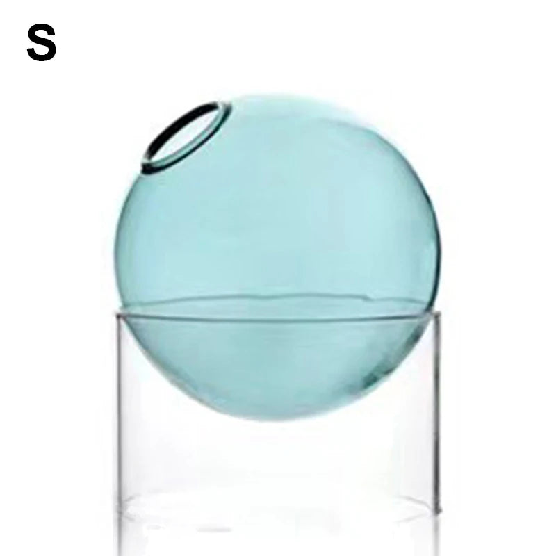 Mini Nordic Tabletop Borosilicate Glass Ecological Round Bottle Vases/Colors-White/Orange/Blue/Clear