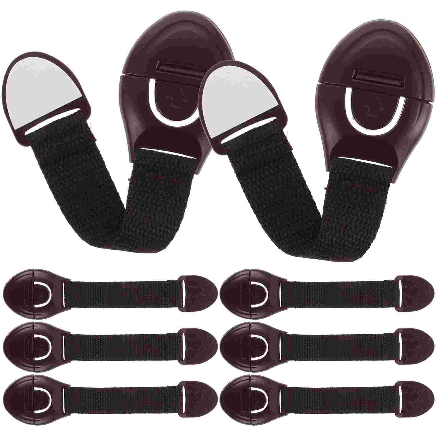 Self-Adhesive Durable ABS Flexible Removable Plastic Fabric Baby-Child Safety Cabinet Latch Locks/Colors-Black/Brown
