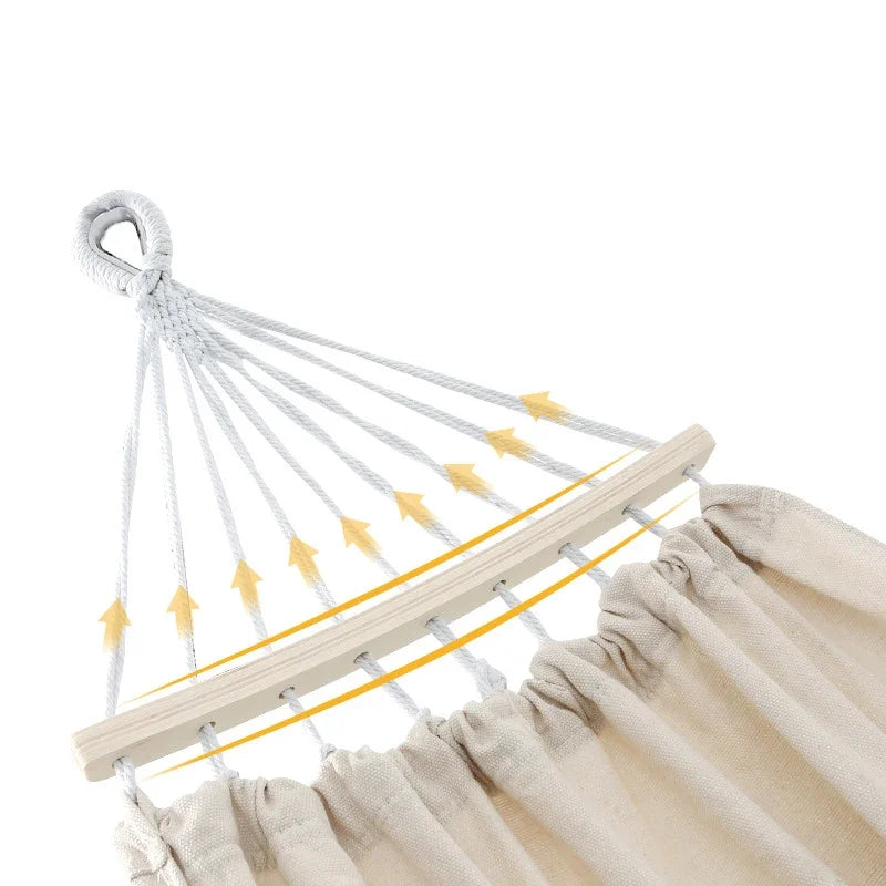 No-EN-Name-Null Outdoor Adults One Person Anti-Rollover Wood Retractors Hammocks/Colors-White/Navy Blue/Beige/Gray/Royal Blue/Striped/Dimensions: 190cm x 90cm