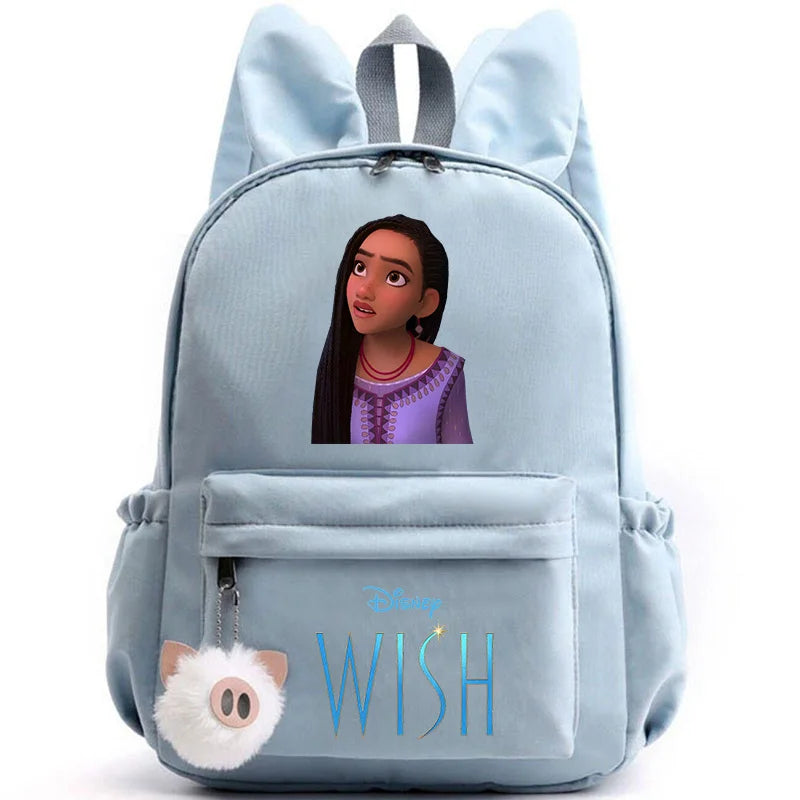 Disney Kids Cute Cartoon Wish Movie Large Waterproof Pink Nylon Fabric School Backpacks