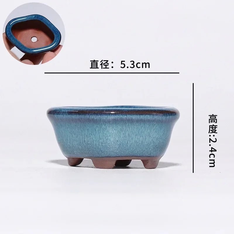 No-EN-Name-Null Indoor Mini Handmade Glazed Blue-Brown-Purple Ceramic-Purple Clay Succulent Multi-Shaped Thumb Flower Pots