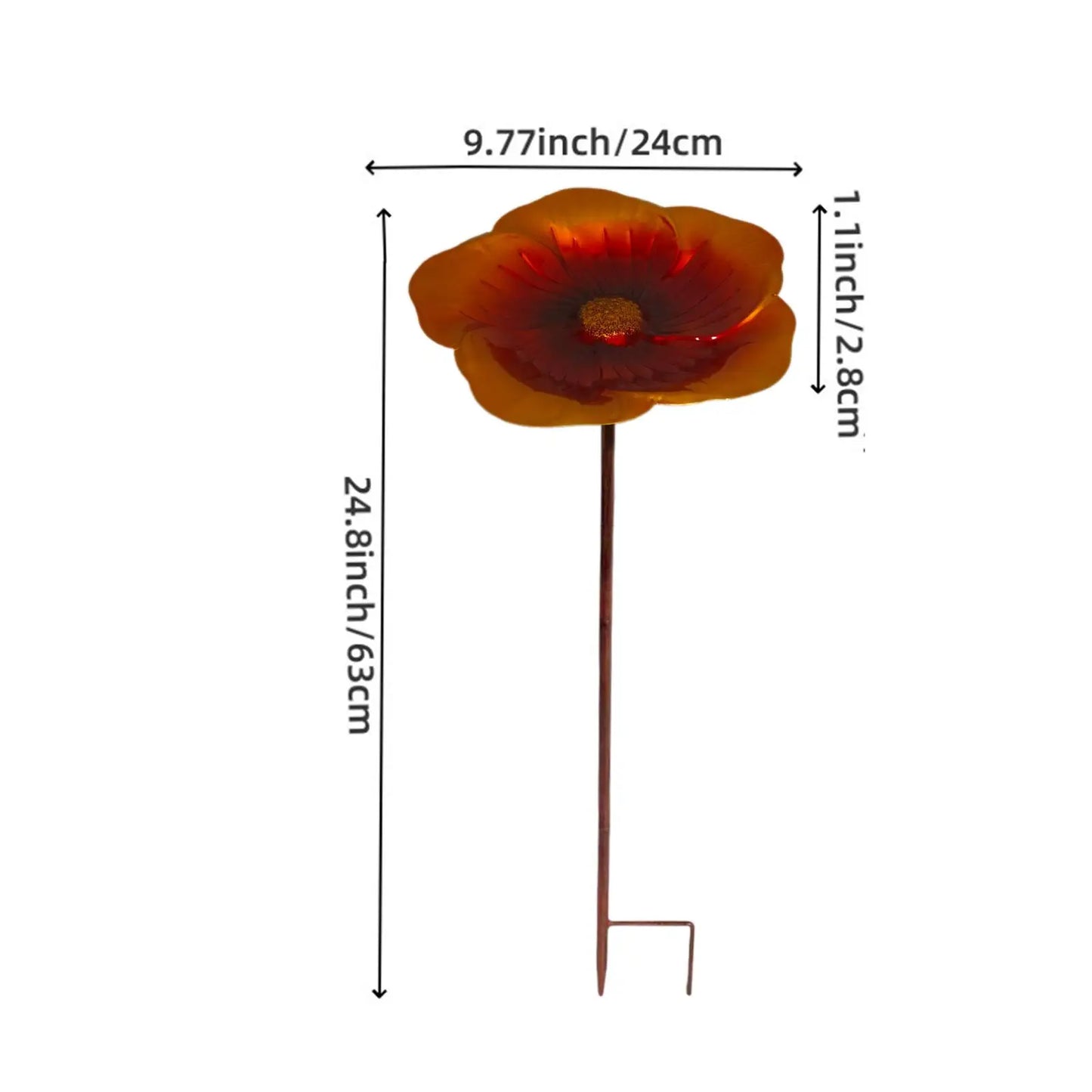 KESOTO Outdoor Garden Free-Standing Floral Pattern Purple-Blue-Gold-Brown Flower Shaped Bird Bath Bowl Black Iron Metal Stake Base Bird Baths