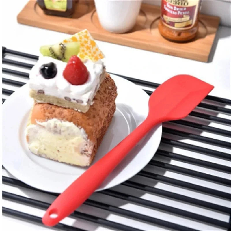 Kitchen Small Heat Resistant Integrated Soft Silicone Spatulas/With Hook Hole/Colors-Red/Blue/Green/Orange/Pink