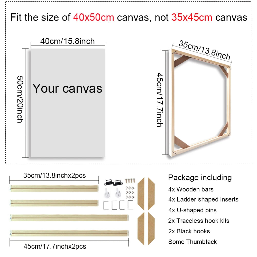Unisex DIY Craft Single Rectangle Nature Wood Frames For Canvas Oil-Water Painting Kits /Colors-Brown/Beige