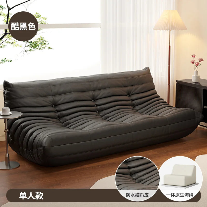BIANXIANG Modern Medium Soft Firmness Double Seat L-Shaped White-Striped Design Velvet Synthetic Leather Cushions Bean Bag Sectional Sofas