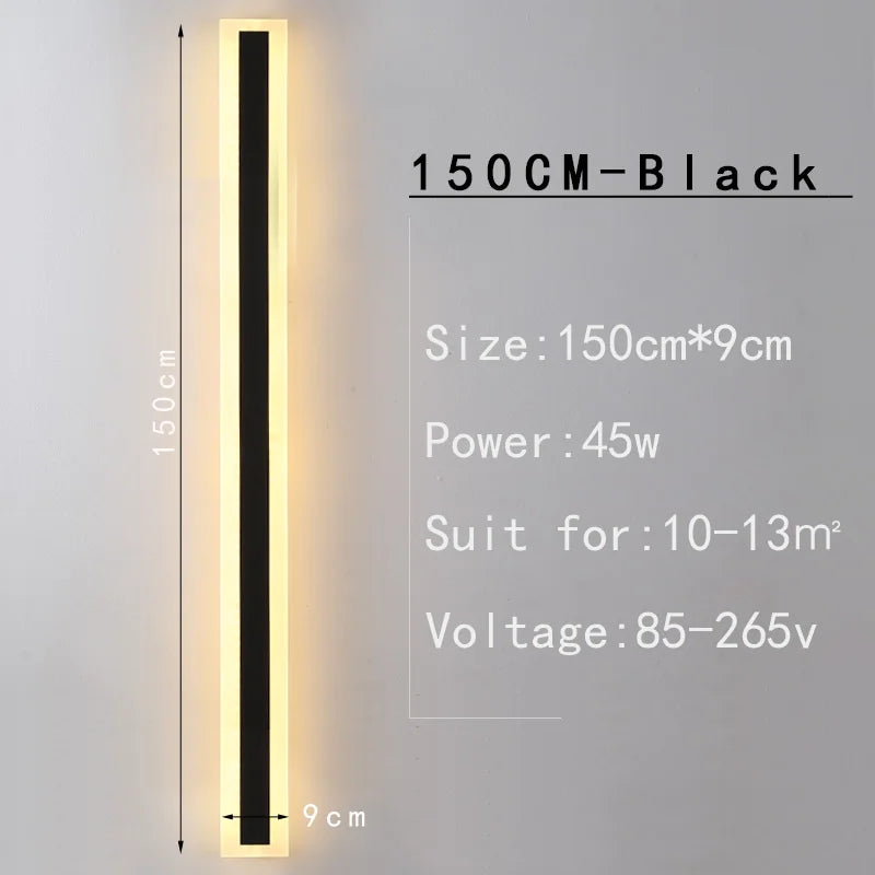 MING-JIE-LUO Indoor-Outdoor Waterproof Long Vertical Rectangle Silver Polished Chrome Aluminum Metal Body AC-Powered Acrylic Warm-Cool White LED Light Courtyard Wall Light Fixtures /Colors-Silver/Black/White
