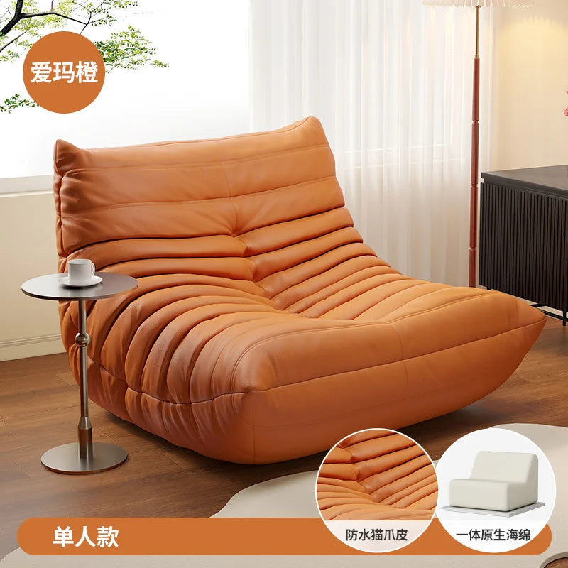 BIANXIANG Modern Medium Soft Firmness Double Seat L-Shaped White-Striped Design Velvet Synthetic Leather Cushions Bean Bag Sectional Sofas
