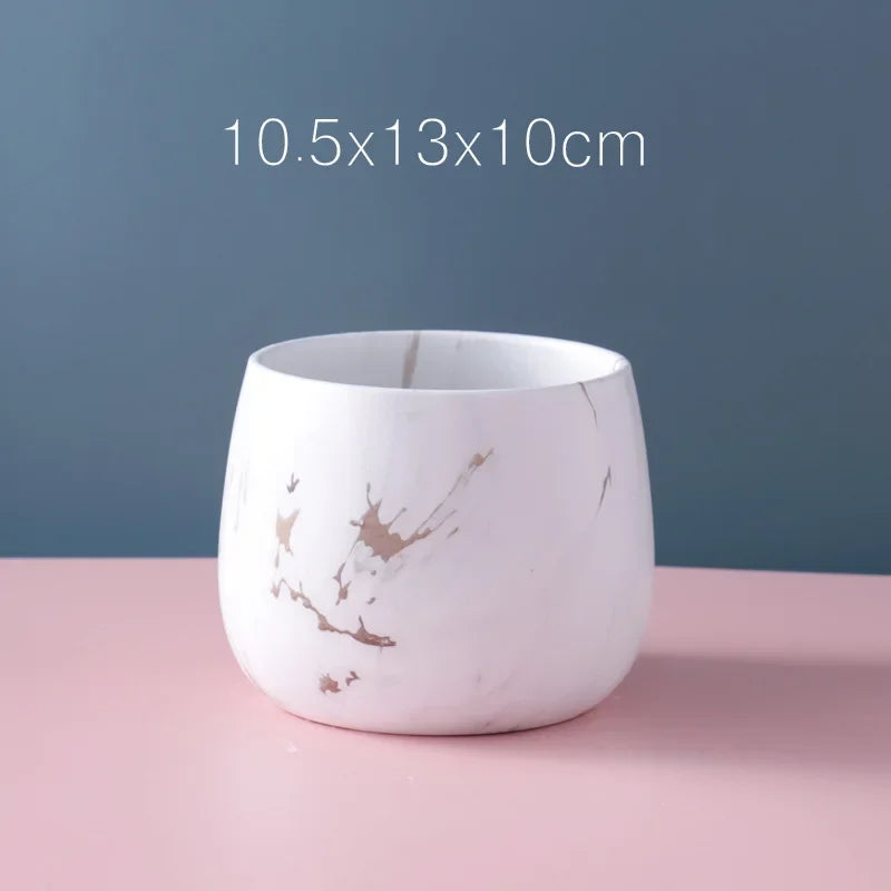 NULL Modern Small Glazed Ceramic Multicolor Round Shaped Desktop Flower Pots Planters /Colors-Colors-Gold/Blue/Pink/Gray/Black/White/Multicolor