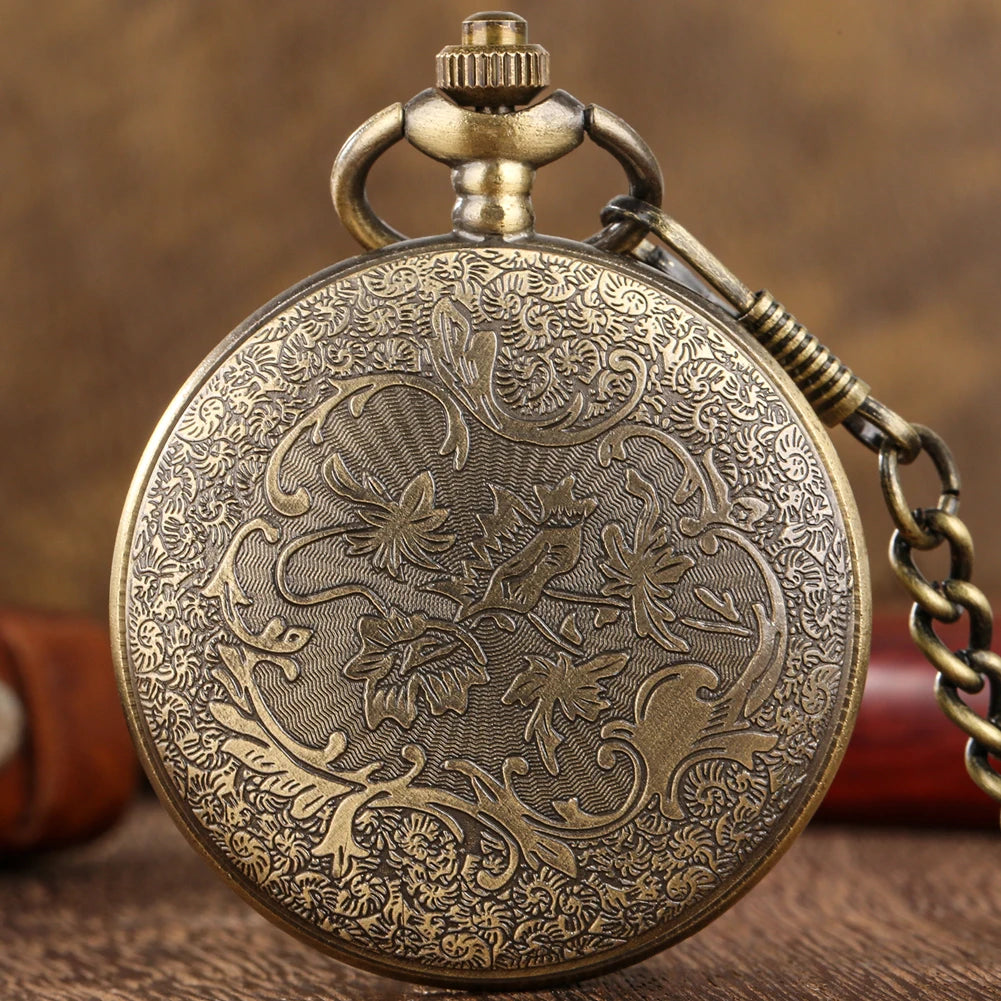 YISUYA Adults Antique Bronze Quartz Analog Display Acrylic Face 12 Constellations-Zodiac Signs Design Metal Alloy Round Shaped Case White Face Black Numbers Bronze Pendant Chain-Pocket Watches