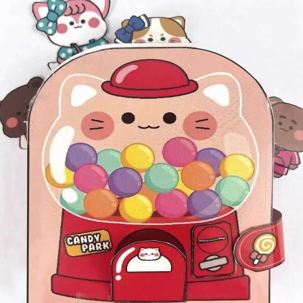 No-EN-Name-Null 6 Styles Handmade Multicolor Cartoon Quiet Waffle Shop-Bakery Shop-Snack Bar-Fried Chicken Shop-Noodle Shop-Bubble Gum Shop Cardboard Paper Books Educational Toys /Colors-Pink/Beige/Multicolor/Ages: 3-12 Years Old