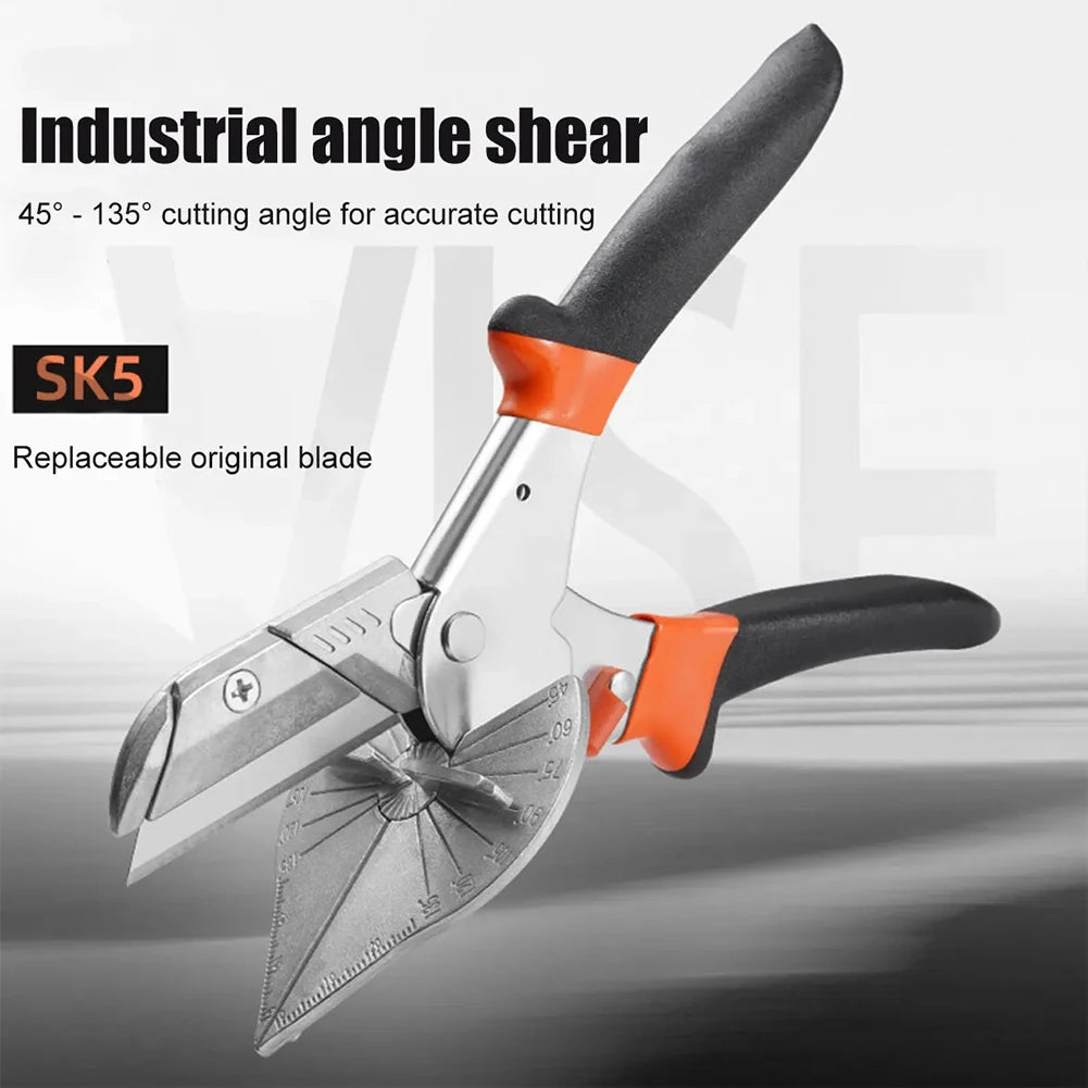Industrial Adjustable Multi-Angle Rubber Covered Orange-Black Handles Handheld Metal Miter Shears  /Colors-Black/Orange/Silver/White