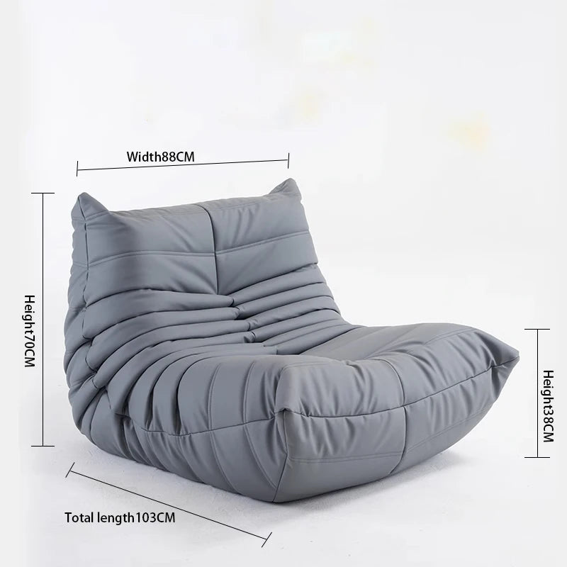 No-EN-Name-Null Modern Armless Soft Plush Orange Upholstered Padded Faux Synthetic Leather Fabric Cushions Caterpillar Bean Bag Chairs/Colors-Orange/White/Black/Blue/Pink/Gray