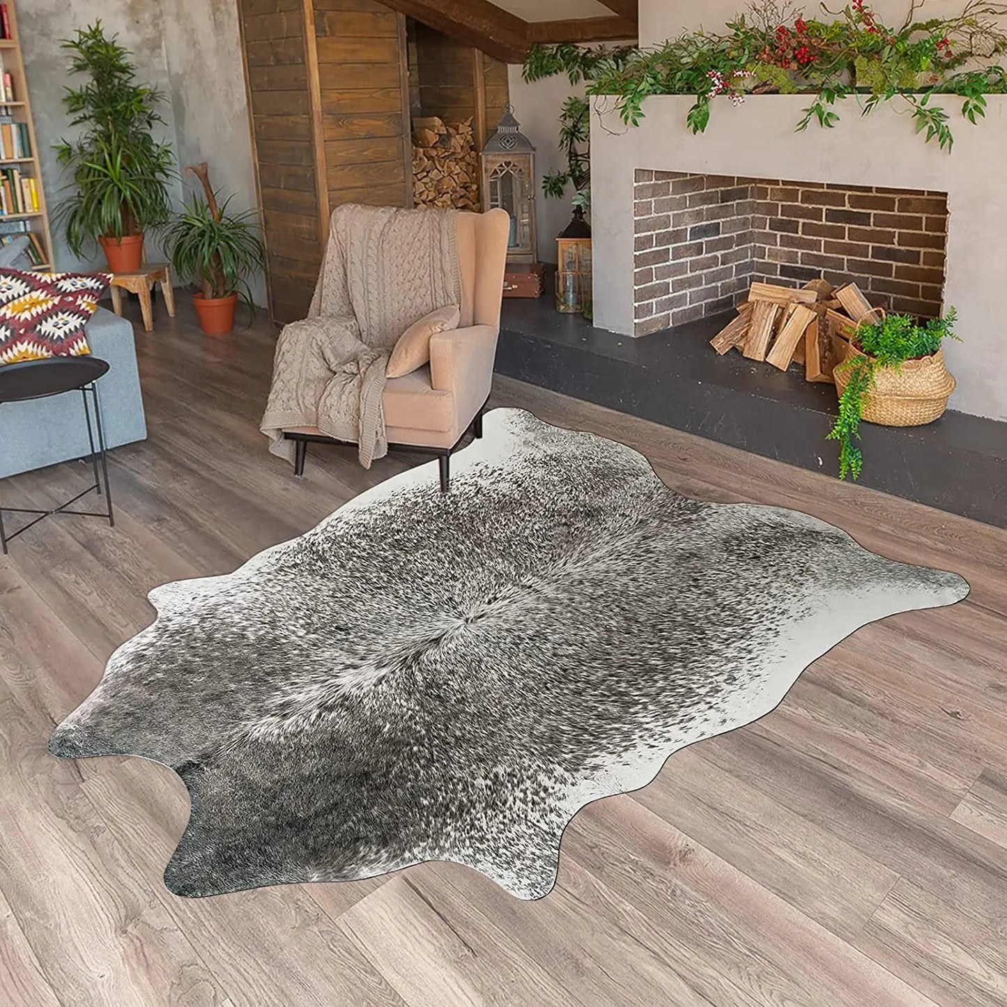 No-EN-Name-Null Indoor-Outdoor Modern Cowboy Theme Hypoallergenic Rectangle Shaped Nylon Soft Rustic Faux Cowhide Animal Printed Washable Synthetic Non-Slip Suede Backing Rugs/Colors-Multicolor/Animal