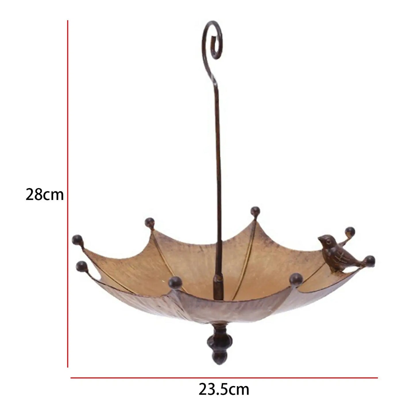 KESOTO Outdoor Garden Hanging Iron Stainless Steel Upside Down Brown-Bronze Umbrella Shaped Bird Bath-Bird Feeders