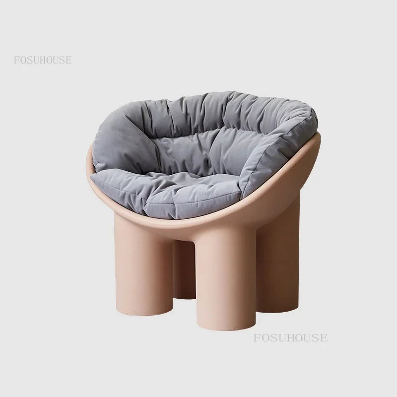 FOSUHOUSE Modern Upholstered Padded Soft Gray Polyester Fabric Cushions Hard Plastic Cute Elephant Four Legs Armchairs/Colors-Gray/Black/Yellow/Brown/Pink/Green/White/Beige/Blue/Multicolor