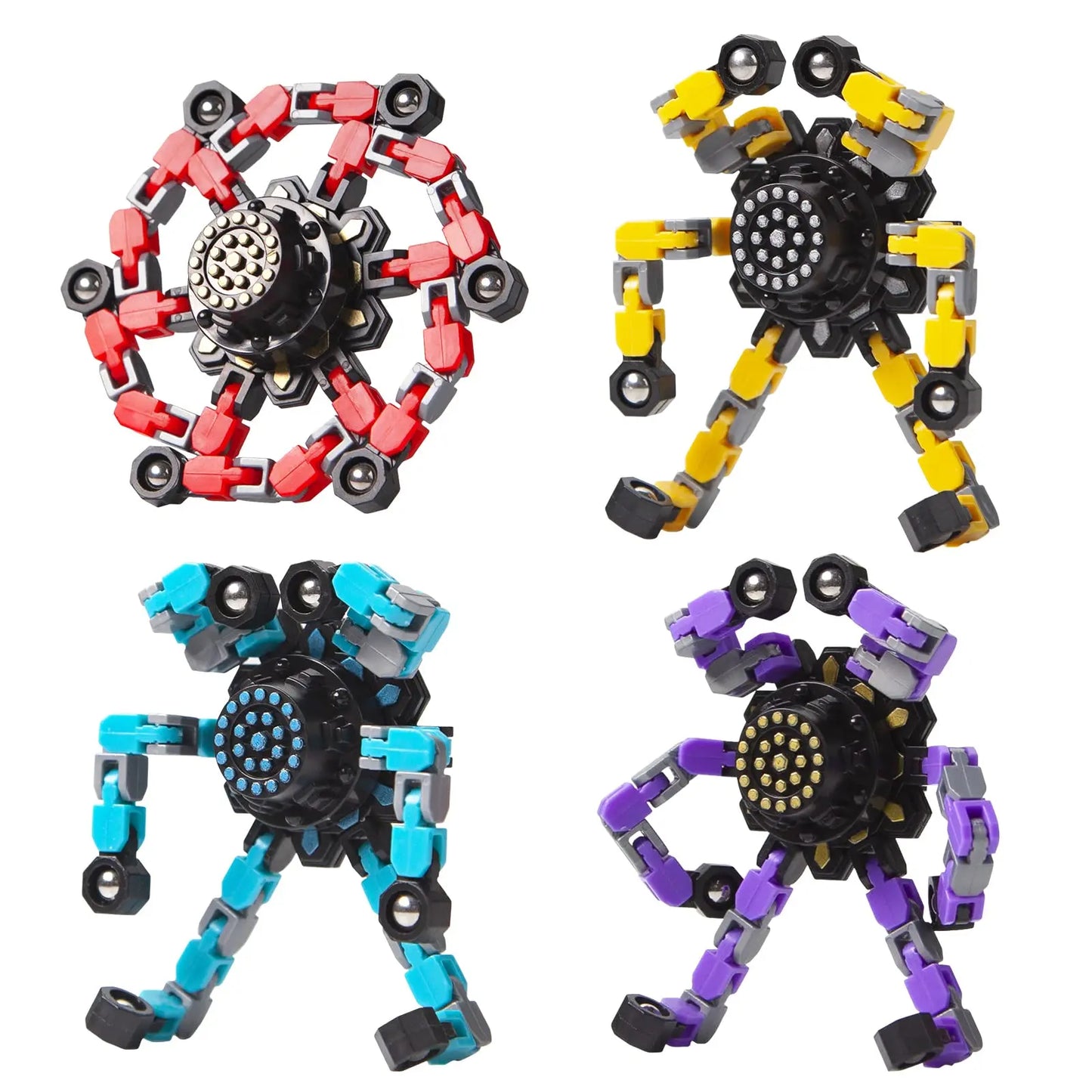 DRAGONPLAYER Multicolor Caterpillar Style Metal Fluorescent Fidget Fingertip Gyros Spinning Top Toys/Ages: 13-18 Years Old + Older/Colors-Red/Multicolor/Yellow/Black/Purple/Orange/Geometric/Striped/Dots