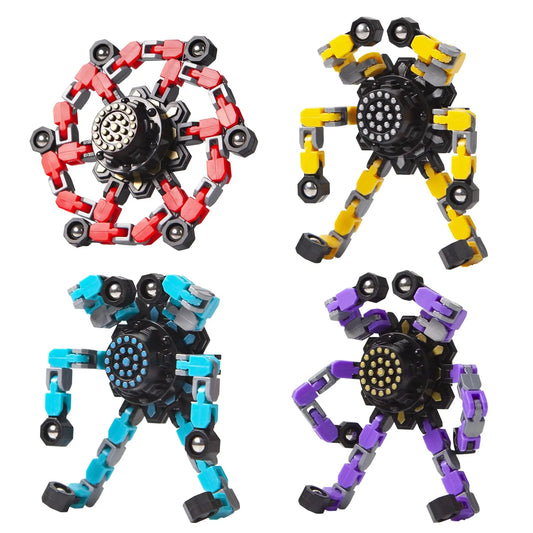 DRAGONPLAYER Multicolor Caterpillar Style Metal Fluorescent Fidget Fingertip Gyros Spinning Top Toys/Ages: 13-18 Years Old + Older/Colors-Red/Multicolor/Yellow/Black/Purple/Orange/Geometric/Striped/Dots