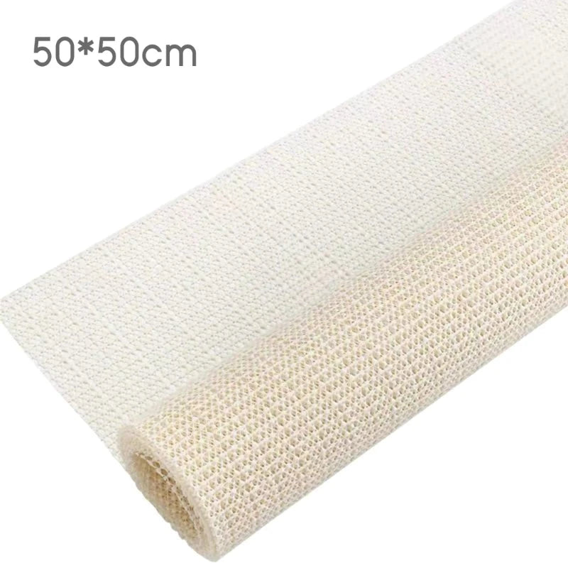 KOU-JIANG Modern Soft Comfortable Geometric Checkered Grid-Design Silicone Gel-Plastic Non-Slip Base Gripping Under Rug Pads/Hand Washable Recommend