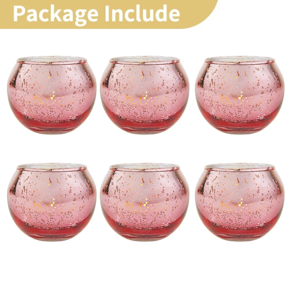 No-EN-Name-Null 6-12 PCS Silver Metallic Finish Speckled Gold Mercury Glass Assorted Votive Small Round Ball Tealight Candle Holders/Colors-Silver/Green/Gold/Blue/Clear/Purple