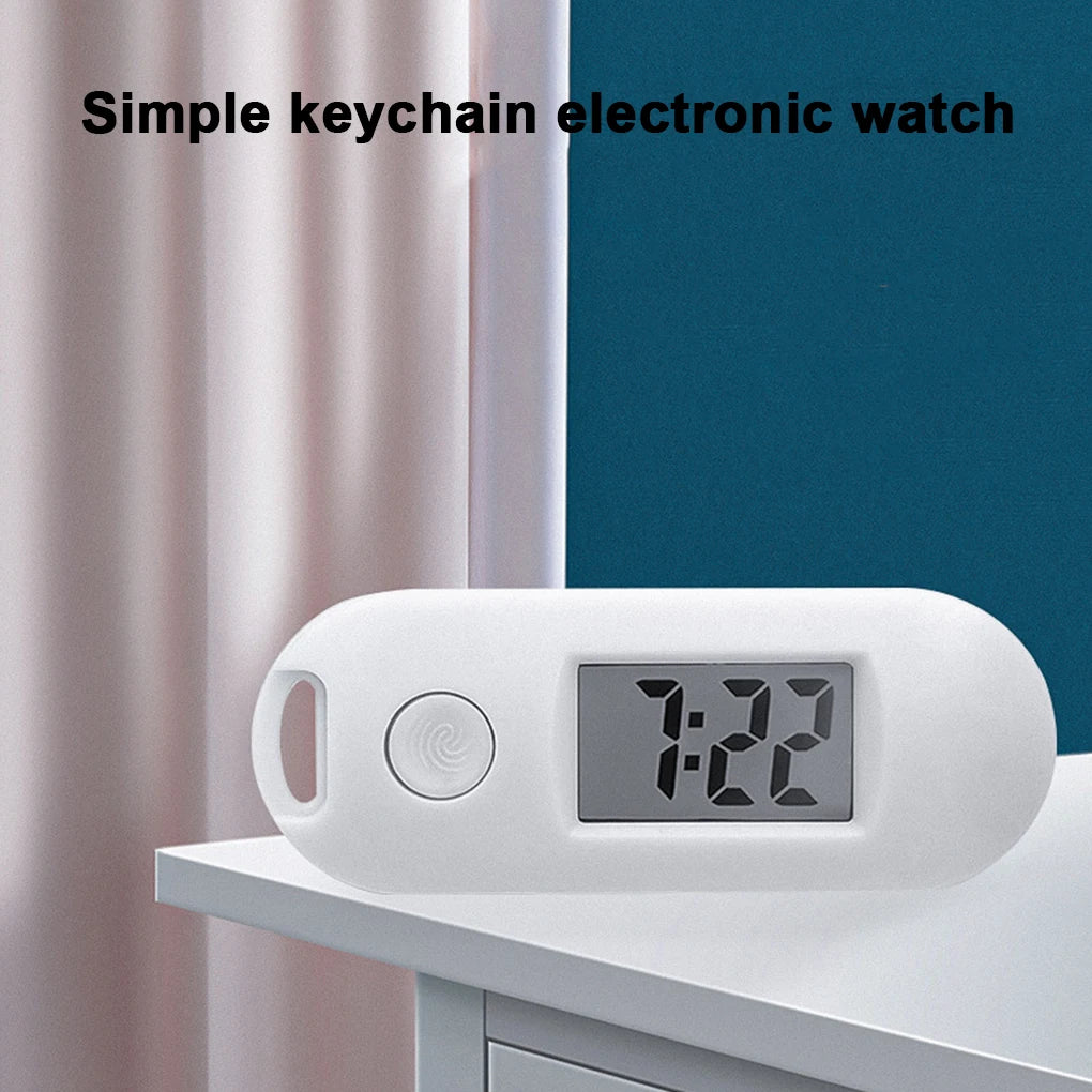 No-EN-Name-Null Adults Mini Compact Luminous Electronic Digital Display Long Blue Rectangle Plastic Shaped Keychain Pocket Watches/Colors-Grey/Blue/Pink/Black/Green/White