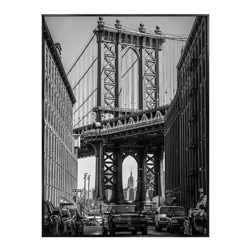 Unframed Canvas New York City-Brooklyn Bridge-Paris Tower/ Colors-Black/ White
