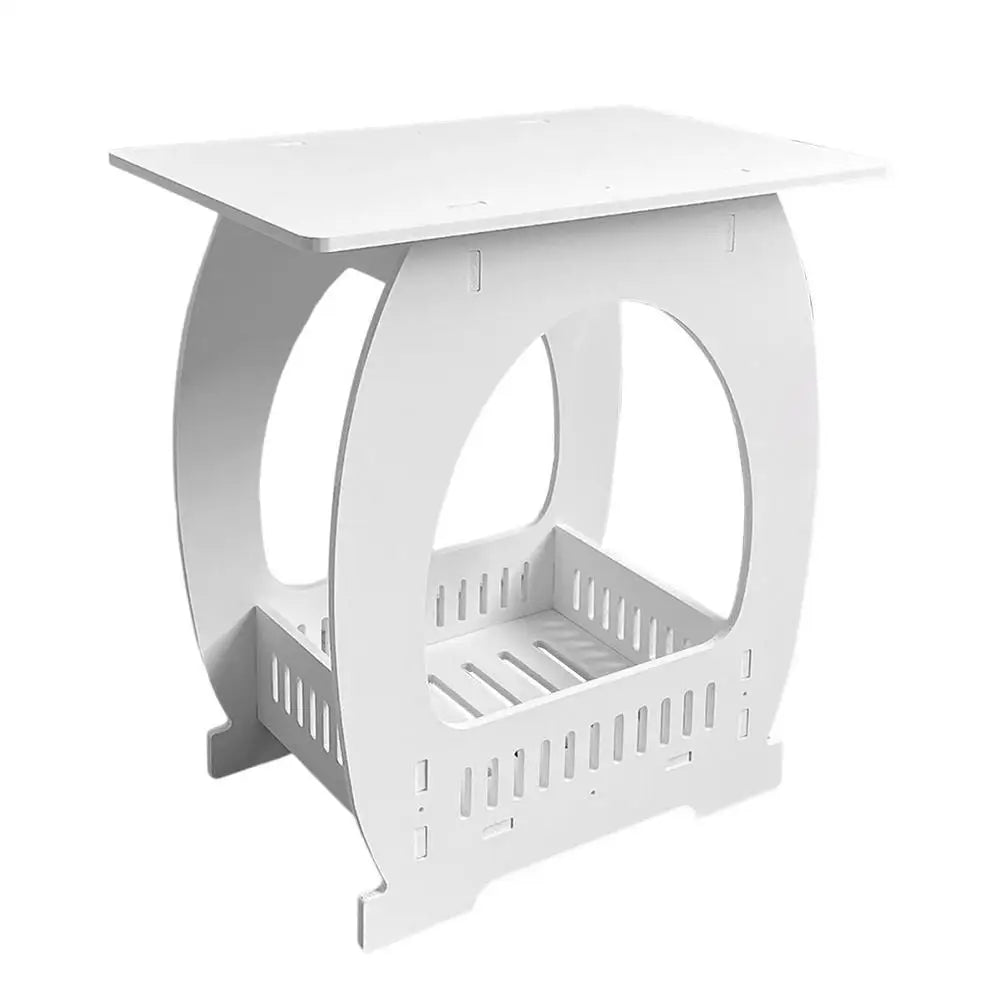 No-EN-Name-Null  Modern 2-Tiers Small White Rectangle Shaped Top Egg Shaped Bottom Design Simple End Tables
