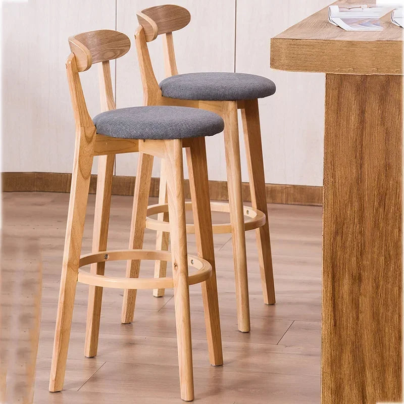 No-EN-Name-Null Modern Upholstered Padded Hard Solid Wood Low Full Curved Backrest Soft Fabric Round Seat Cushion Bar Stools/Colors-Green/Brown/Beige/Gray/Black