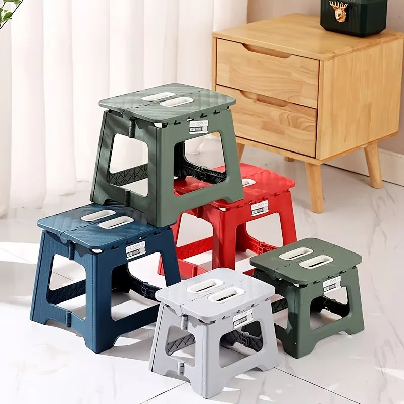 No-EN-Name-Null Modern Square Lightweight Plastic Folding Step Stools / Colors-Red/Blue/Green/ Grey/Size: 22.5x18.19cm(8.86x7.16in)