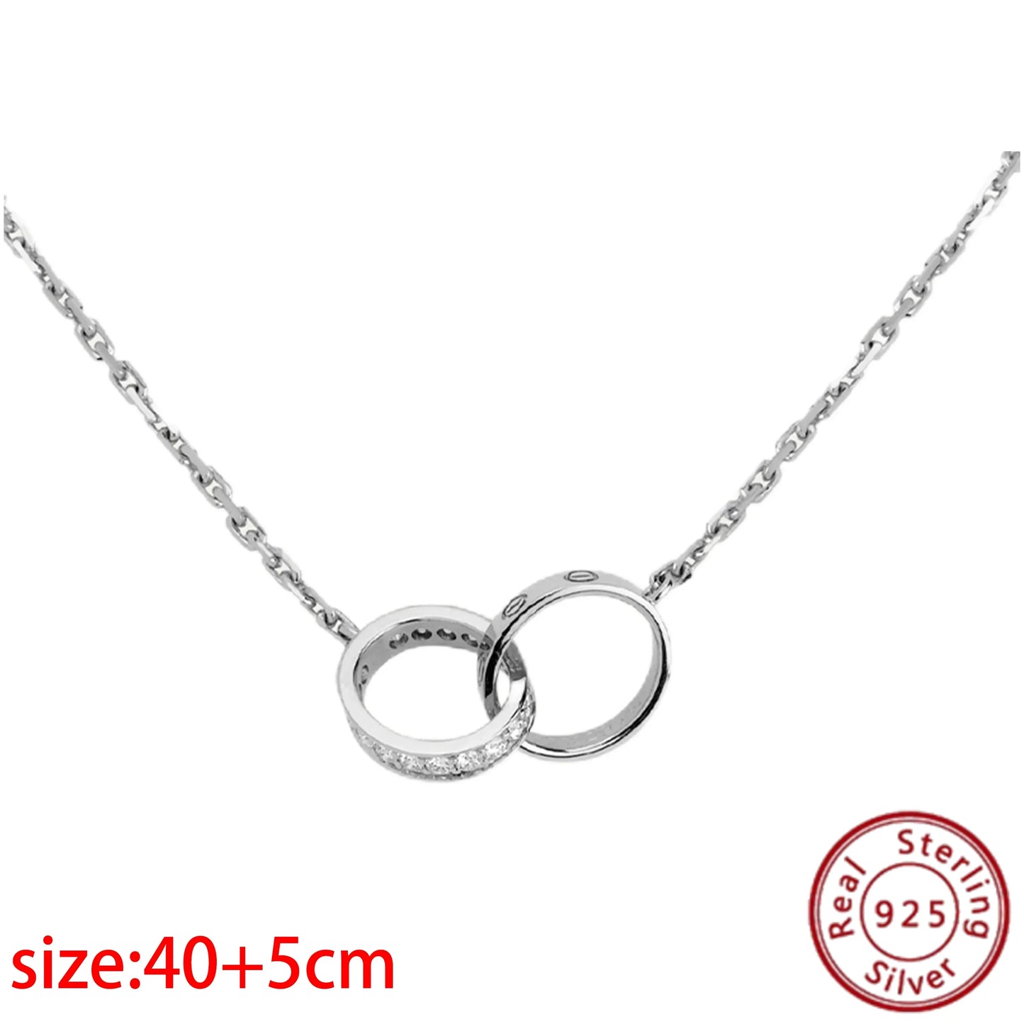 No-EN-Name-Null Adult Women Sterling Silver-Gold Plated Metal Zircon Clear White Diamond Stones Round O-Shaped Fine Imitation Chain Pendant Necklaces/Colors-Gold-Silver/Geometric/Clear/White/Rose Gold