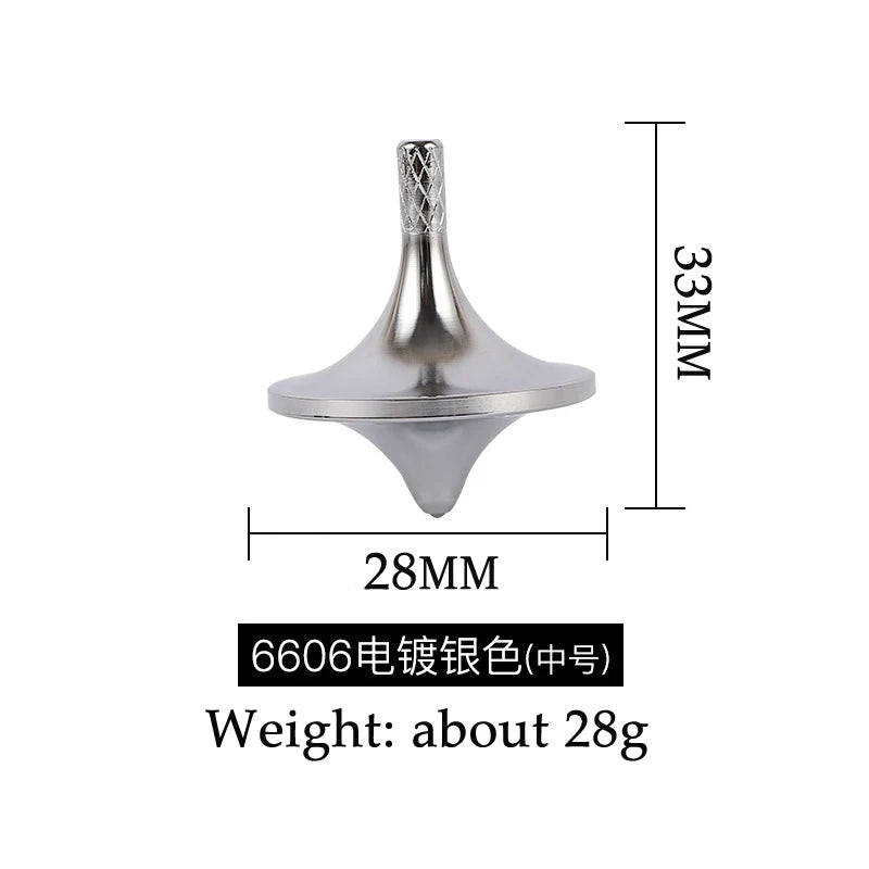 MUDDY PUDDLES Handheld Textured Surface Silver Metal Spinning Top Protruding Stem Activity Toys/Ages: 13-18 Years Old + Older/Colors-Silver/Gold/Gray/Multicolor