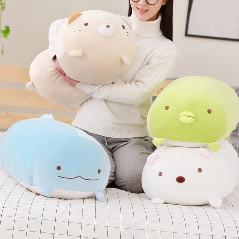 No-EN-Name-Null All Ages Modern Soft Plush Polyester-Cotton Fabric Oblong Shaped Multicolor Printed Cute Cartoon Stuffed Animals/ Colors-Multicolor/Brown/Green/Blue/White/Pink/Animals/Size: 18-28cm
