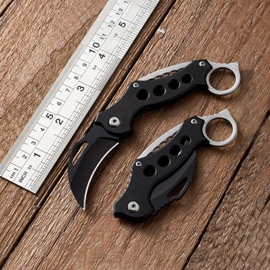 YOWEI DIY Woodworking Outdoor Black Handled Foldable Hunting-Survival Locking Blade Silver Stainless Steel 5.19 Inch Knives