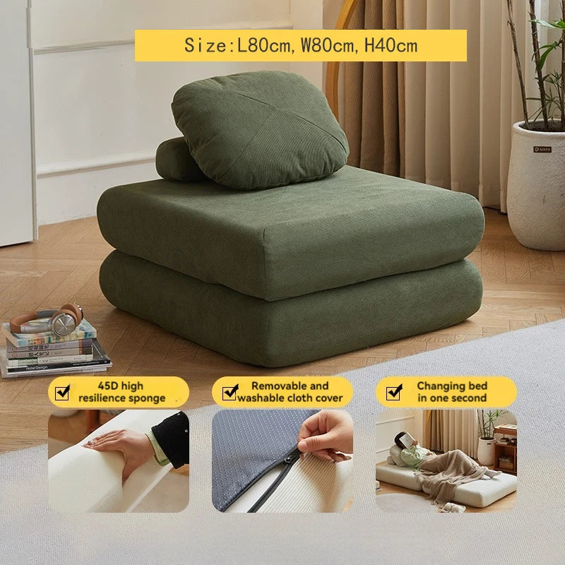 TATAMI Modern Corduroy Pattern Bean Bag Soft Velvet Fabric Cushions Medium Firmness Sectional Sofas/Green/Light Gray/Off White/ Orange/Yellow/Green